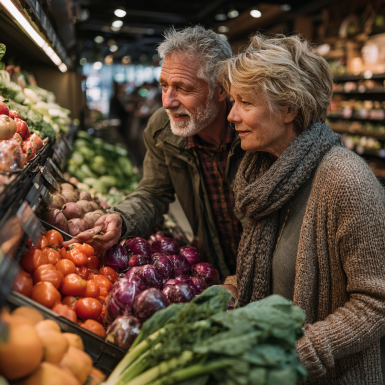 Активна пара старшого віку на прогулянці