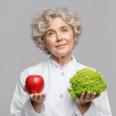 Чоловік старшого віку готує здорову страву