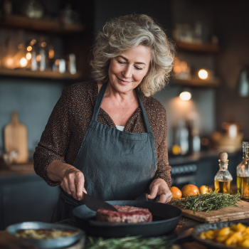 Старша жінка готує здорову їжу